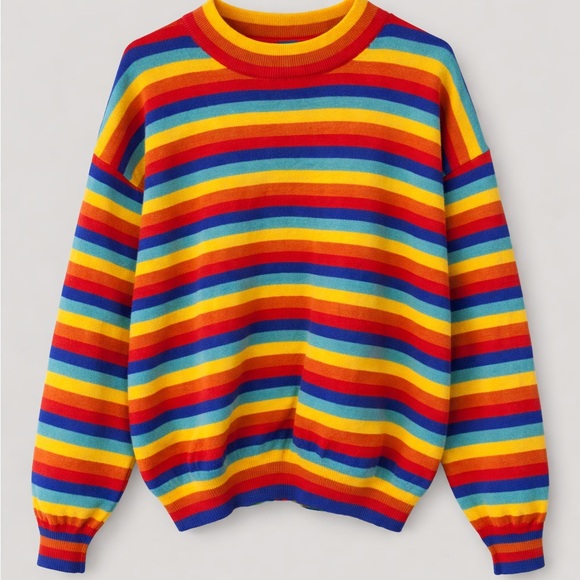 Vintage Sweaters - Vintage Colorful Striped Sweater